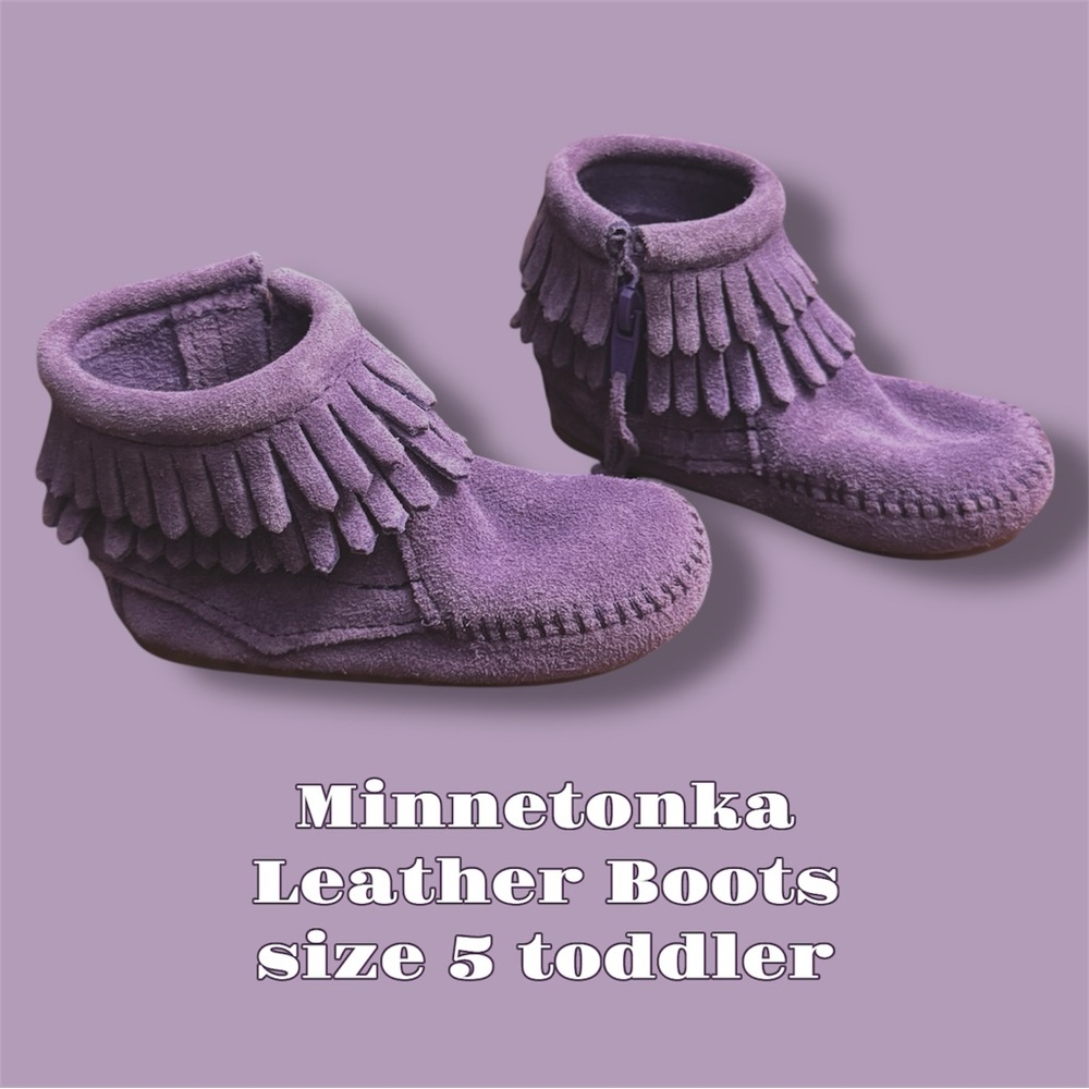 Minnetonka Kids Baby Leather Suede Boots - Purple